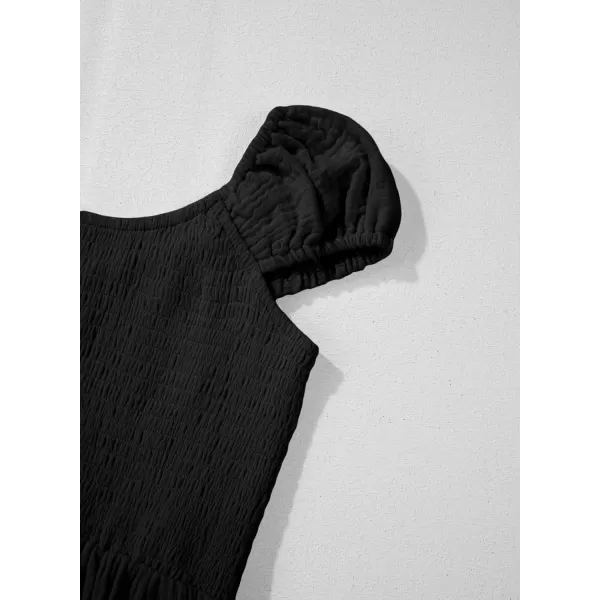 imageblibean Teen Girls Summer Cotton Dresses Smocked Sleeveless Sun Dress Size 615 YearsA Black