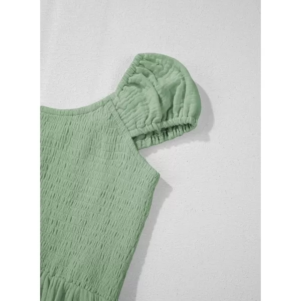 imageblibean Teen Girls Summer Cotton Dresses Smocked Sleeveless Sun Dress Size 615 YearsA Green