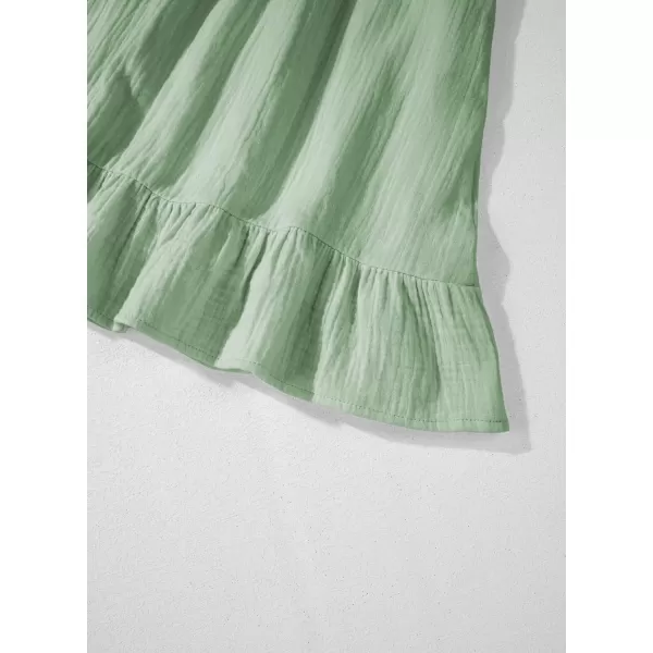 imageblibean Teen Girls Summer Cotton Dresses Smocked Sleeveless Sun Dress Size 615 YearsA Green