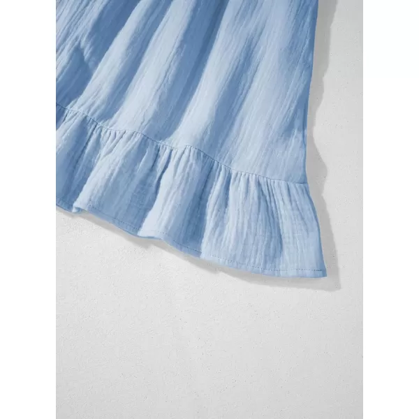 imageblibean Teen Girls Summer Cotton Dresses Smocked Sleeveless Sun Dress Size 615 YearsA Light Blue