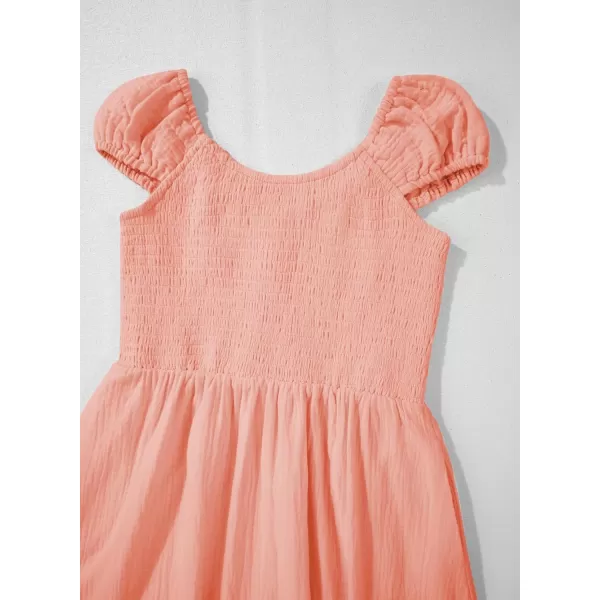 imageblibean Teen Girls Summer Cotton Dresses Smocked Sleeveless Sun Dress Size 615 YearsA Pink