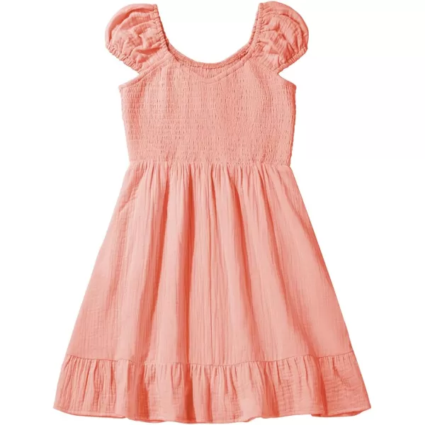 imageblibean Teen Girls Summer Cotton Dresses Smocked Sleeveless Sun Dress Size 615 YearsA Pink
