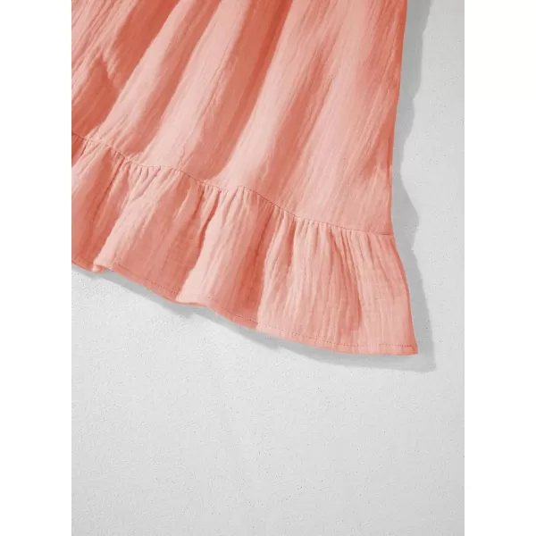 imageblibean Teen Girls Summer Cotton Dresses Smocked Sleeveless Sun Dress Size 615 YearsA Pink