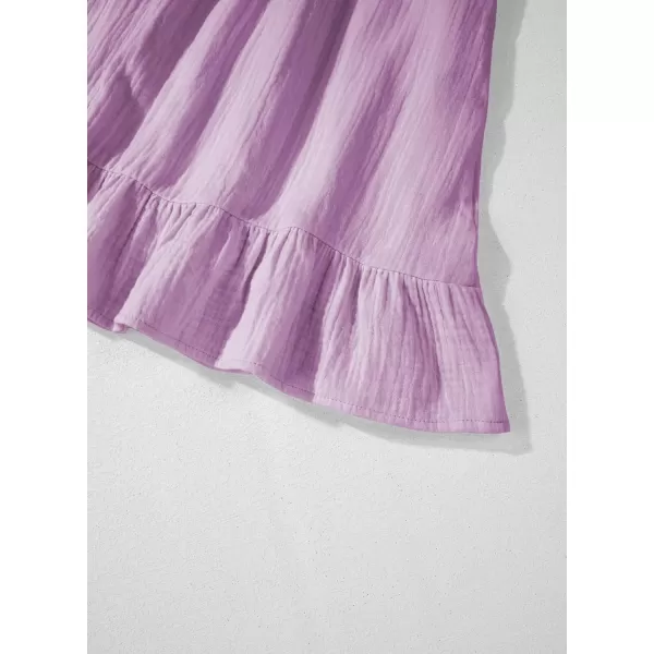 imageblibean Teen Girls Summer Cotton Dresses Smocked Sleeveless Sun Dress Size 615 YearsA Purple