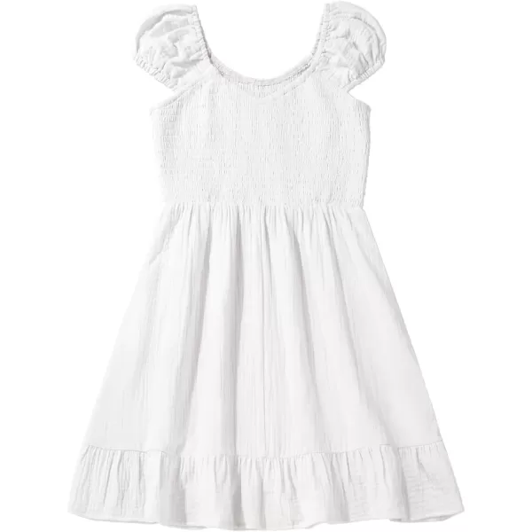 imageblibean Teen Girls Summer Cotton Dresses Smocked Sleeveless Sun Dress Size 615 YearsA White