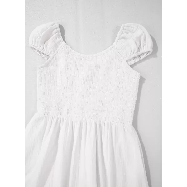imageblibean Teen Girls Summer Cotton Dresses Smocked Sleeveless Sun Dress Size 615 YearsA White