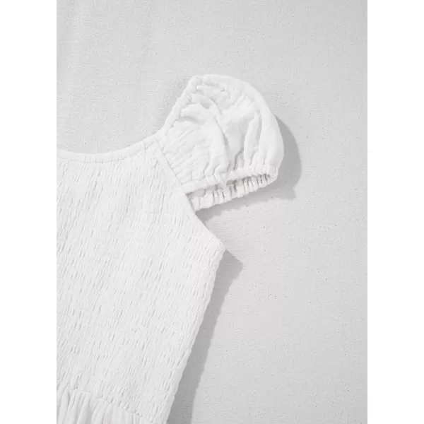 imageblibean Teen Girls Summer Cotton Dresses Smocked Sleeveless Sun Dress Size 615 YearsA White