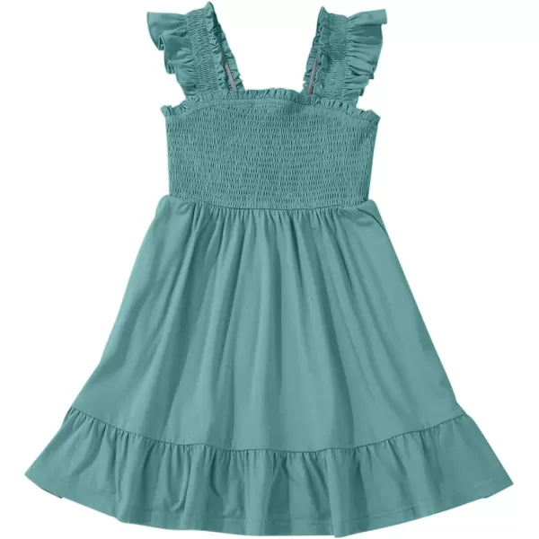 imageblibean Teen Girls Summer Dresses Smocked Sleeveless Sundresses with Pockets Size 615 YearsA Green