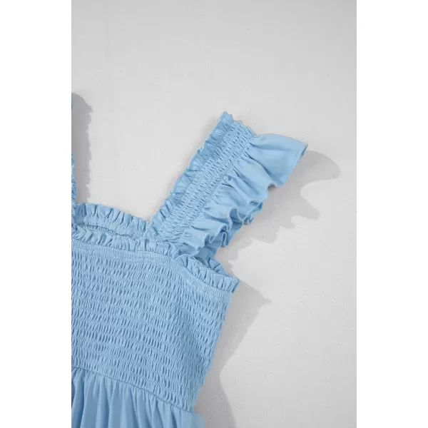 imageblibean Teen Girls Summer Dresses Smocked Sleeveless Sundresses with Pockets Size 615 YearsA Light Blue