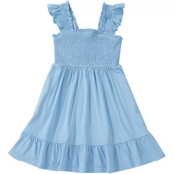 imageblibean Teen Girls Summer Dresses Smocked Sleeveless Sundresses with Pockets Size 615 YearsA Light Blue