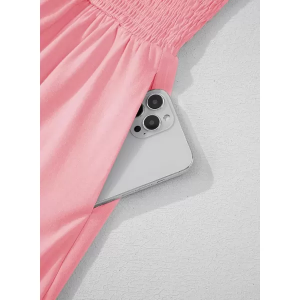 imageblibean Teen Girls Summer Dresses Smocked Sleeveless Sundresses with Pockets Size 615 YearsA Pink