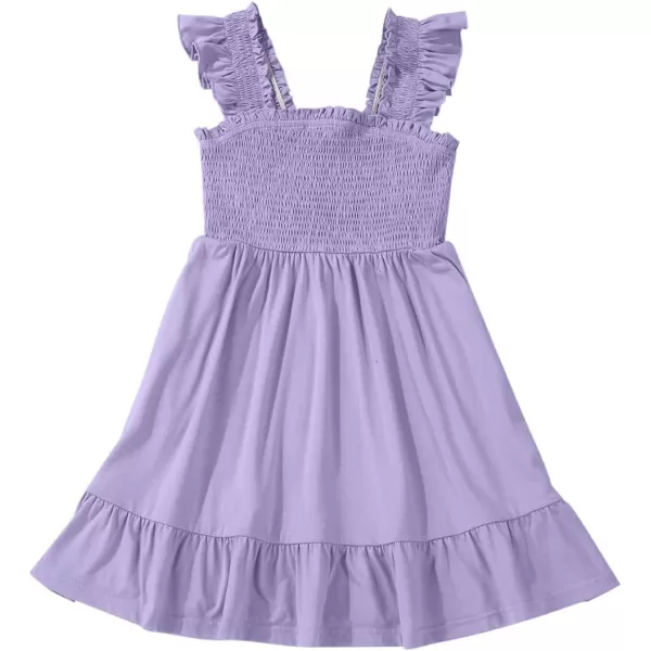 imageblibean Teen Girls Summer Dresses Smocked Sleeveless Sundresses with Pockets Size 615 YearsA Purple