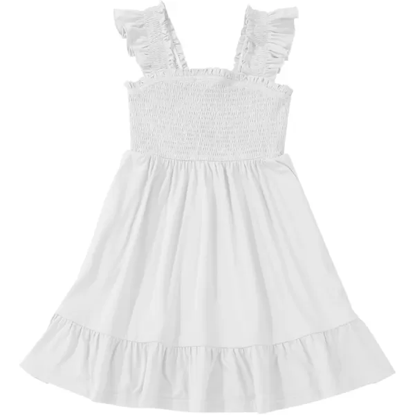 imageblibean Teen Girls Summer Dresses Smocked Sleeveless Sundresses with Pockets Size 615 YearsA White