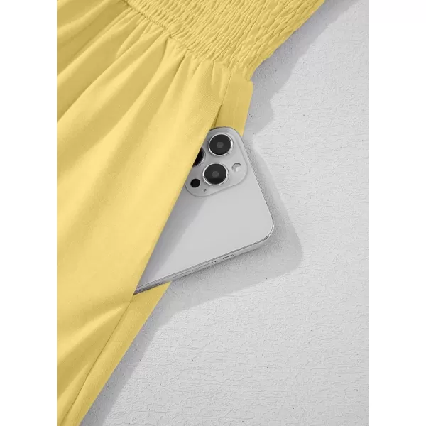 imageblibean Teen Girls Summer Dresses Smocked Sleeveless Sundresses with Pockets Size 615 YearsA Yellow