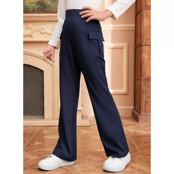 imageblibean Girls 2024 Uniform Pants Teen School Flare Bell Bottoms Size 615 YearsA Navy Blue