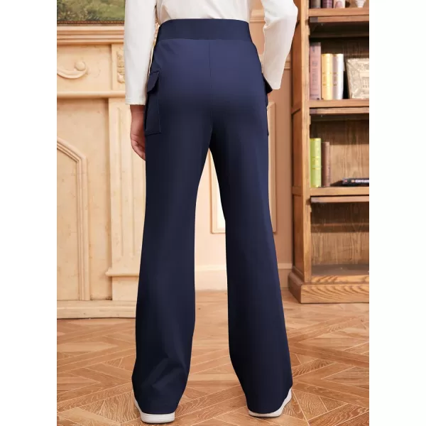 imageblibean Girls 2024 Uniform Pants Teen School Flare Bell Bottoms Size 615 YearsA Navy Blue