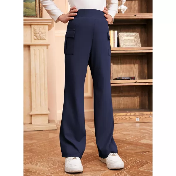 imageblibean Girls 2024 Uniform Pants Teen School Flare Bell Bottoms Size 615 YearsA Navy Blue