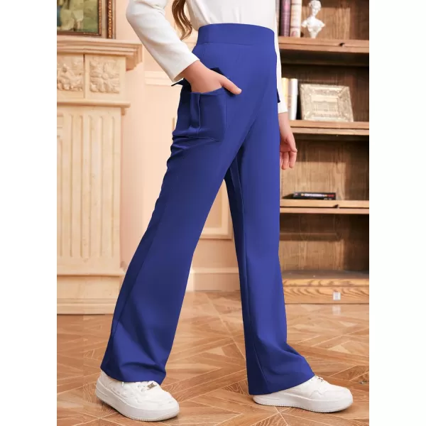 imageblibean Girls 2024 Uniform Pants Teen School Flare Bell Bottoms Size 615 YearsA Royal Blue