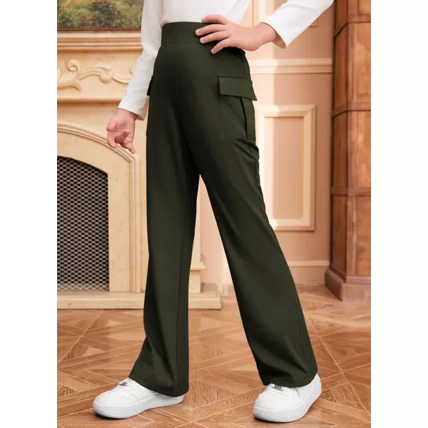 imageblibean Girls 2024 Uniform Pants Teen School Flare Bell Bottoms Size 615 YearsB Army Green