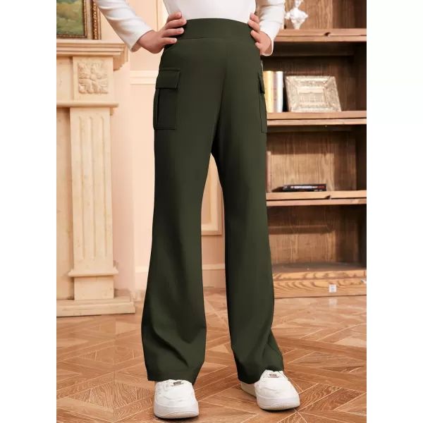 imageblibean Girls 2024 Uniform Pants Teen School Flare Bell Bottoms Size 615 YearsB Army Green