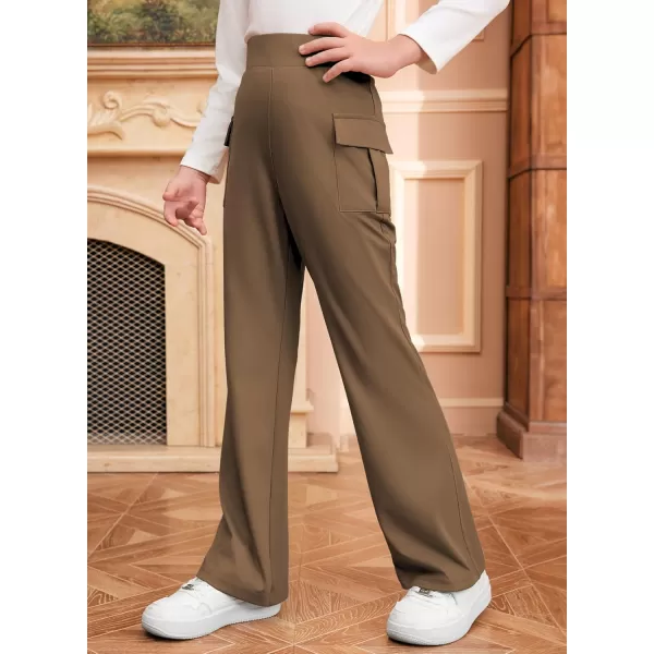 imageblibean Girls 2024 Uniform Pants Teen School Flare Bell Bottoms Size 615 YearsB Tan Brown