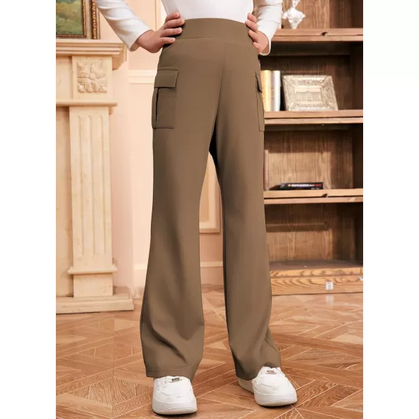 imageblibean Girls 2024 Uniform Pants Teen School Flare Bell Bottoms Size 615 YearsB Tan Brown