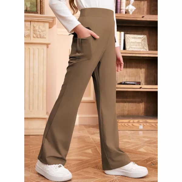 imageblibean Girls 2024 Uniform Pants Teen School Flare Bell Bottoms Size 615 YearsB Tan Brown