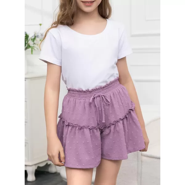 imageblibean Teen Girls Swiss Dot Shorts Kid Paper Bag Shorts Size 615 YearsA Purple