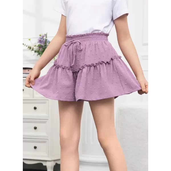 imageblibean Teen Girls Swiss Dot Shorts Kid Paper Bag Shorts Size 615 YearsA Purple