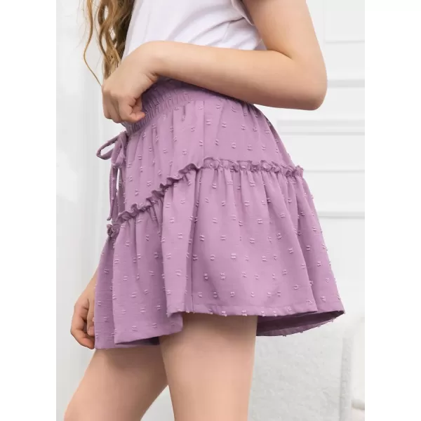 imageblibean Teen Girls Swiss Dot Shorts Kid Paper Bag Shorts Size 615 YearsA Purple