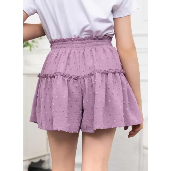 imageblibean Teen Girls Swiss Dot Shorts Kid Paper Bag Shorts Size 615 YearsA Purple