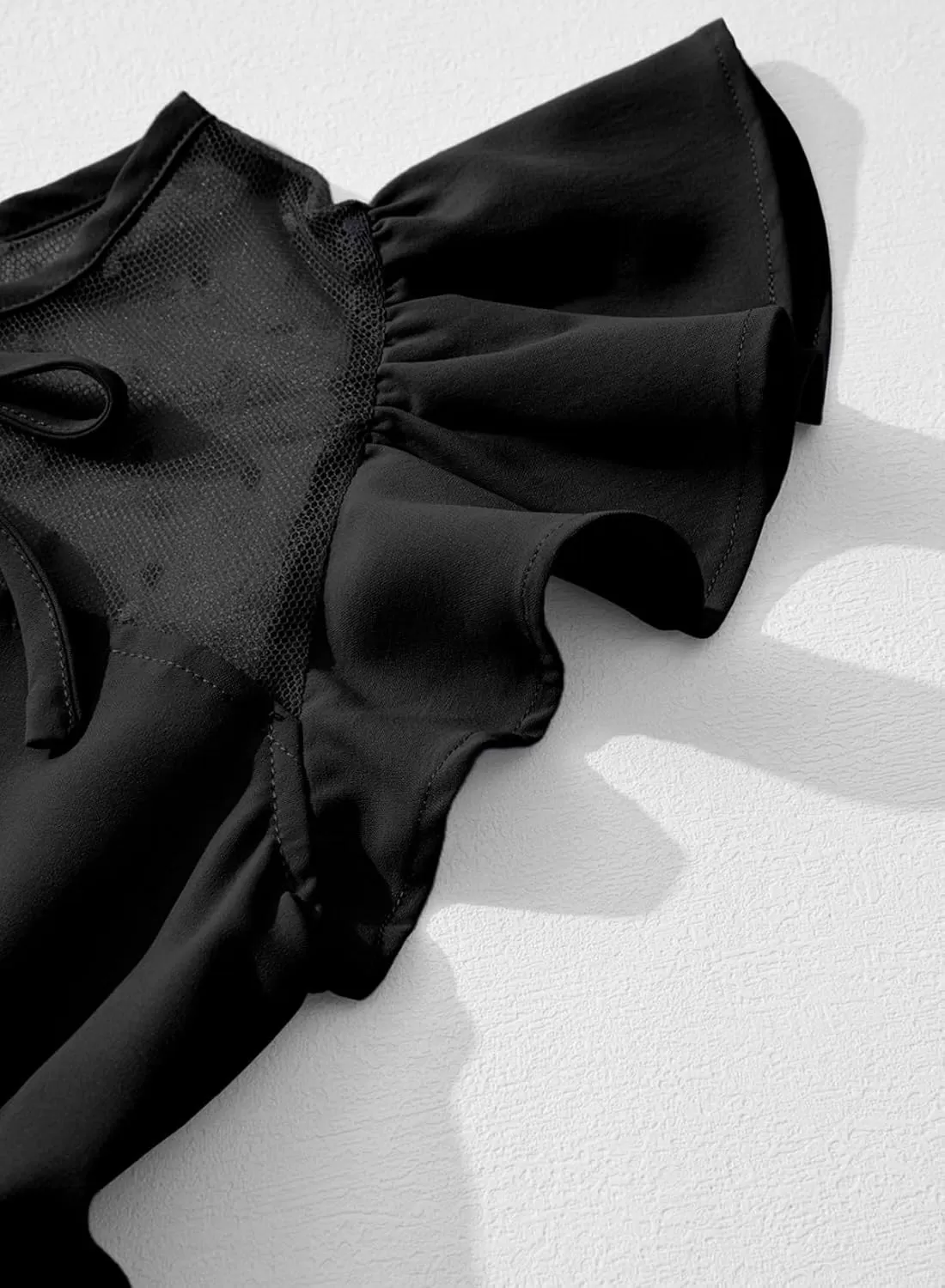 imageblibean Girls 2025 Summer Dress Kids Mesh Ruffled Pockets Dresses Size 615 YearsA Black