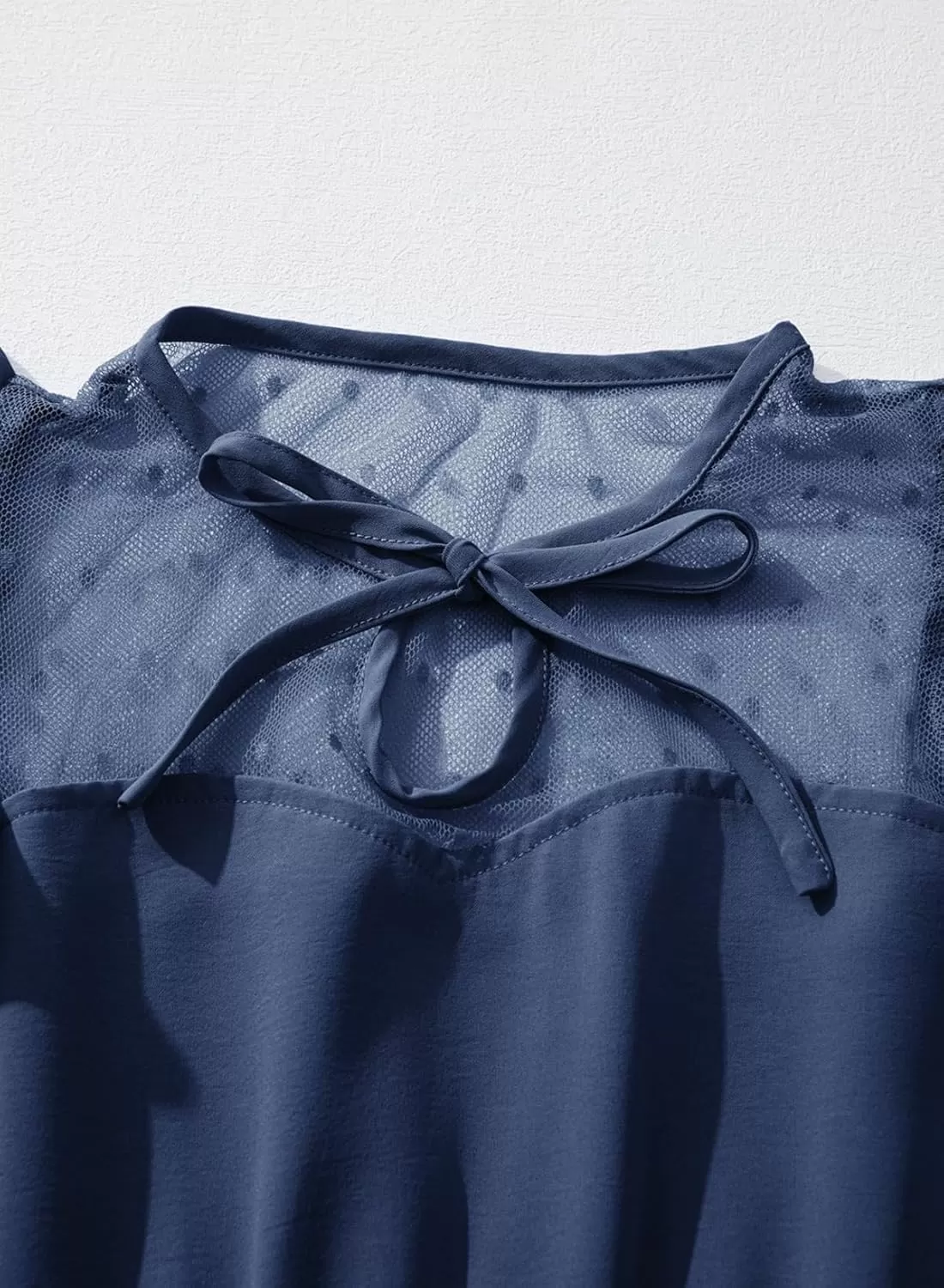 imageblibean Girls 2025 Summer Dress Kids Mesh Ruffled Pockets Dresses Size 615 YearsA Dark Blue