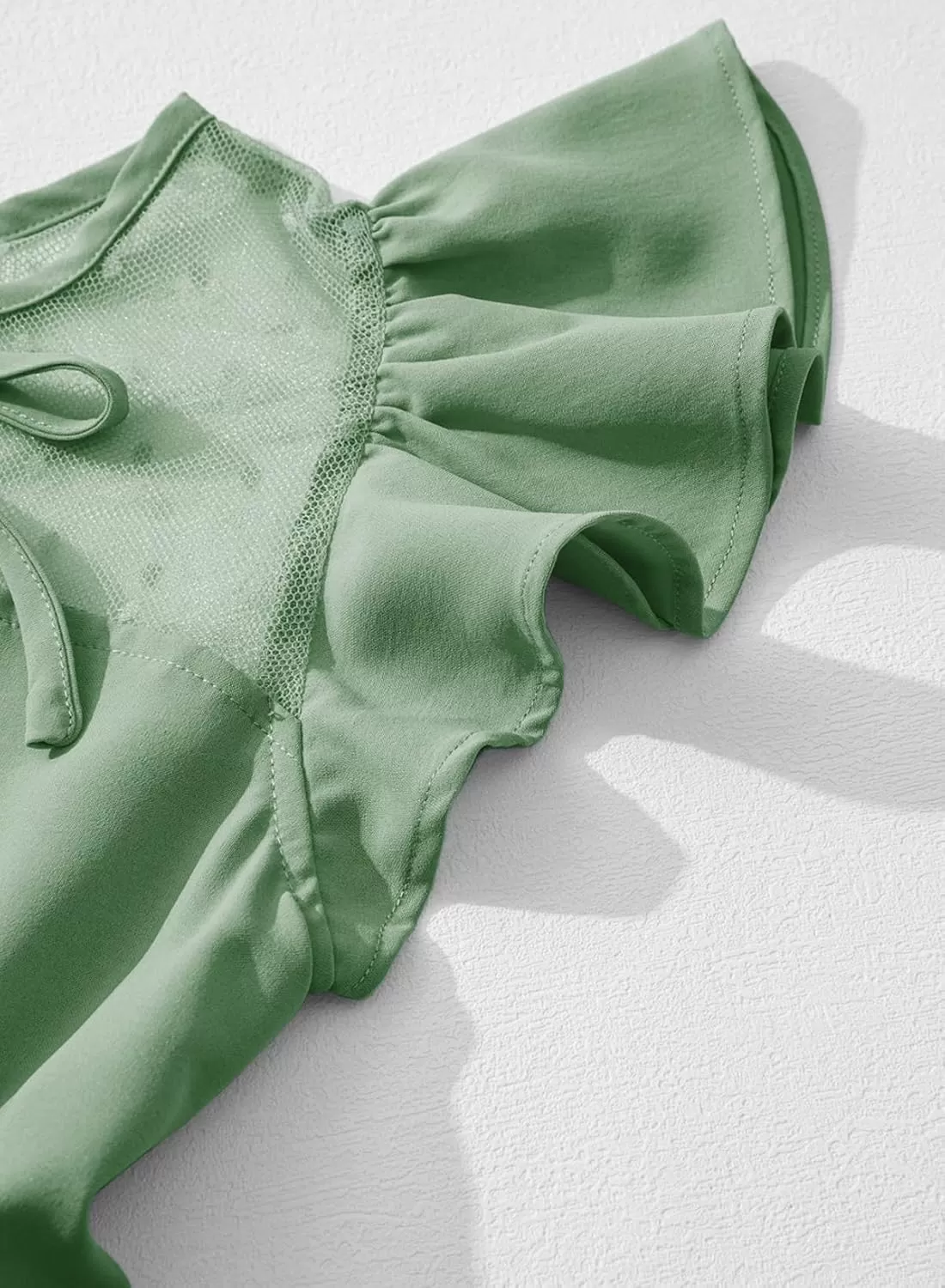 imageblibean Girls 2025 Summer Dress Kids Mesh Ruffled Pockets Dresses Size 615 YearsA Green