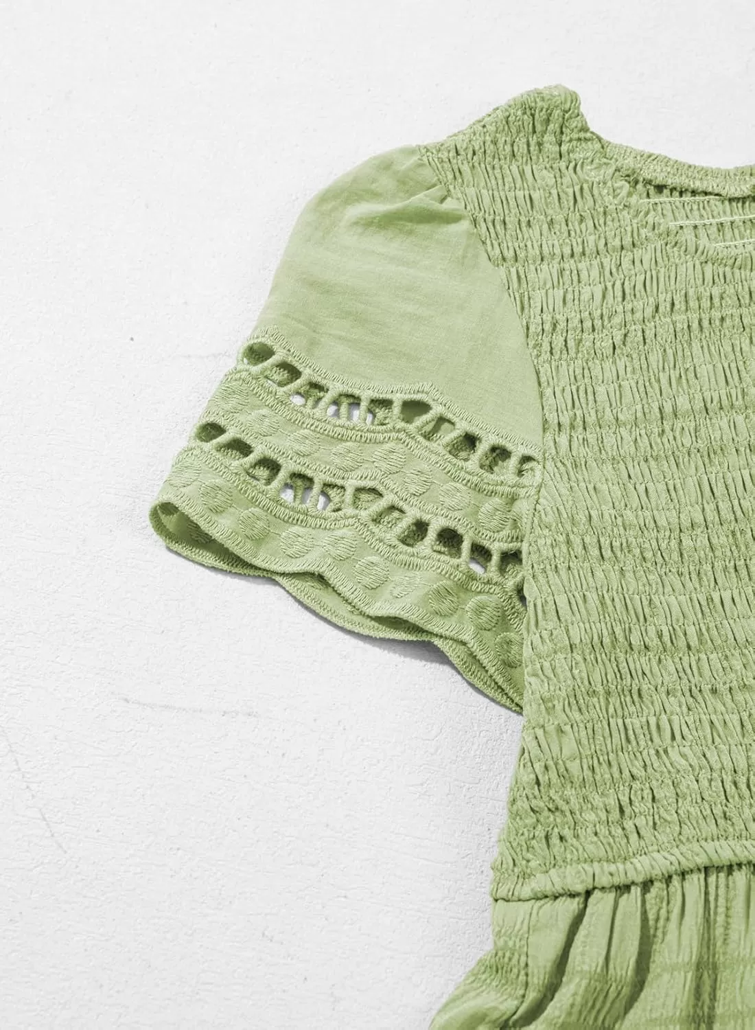 imageblibean Girls Embroidery Short Sleeve Textured Dresses Size 615 YearsGreen