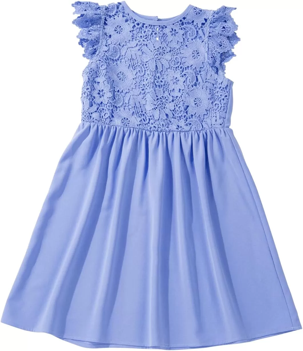 imageblibean Teen Girls Flower Dresses Semi Formal Sleeveless Wedding Dress Size 615 YearsA Blue