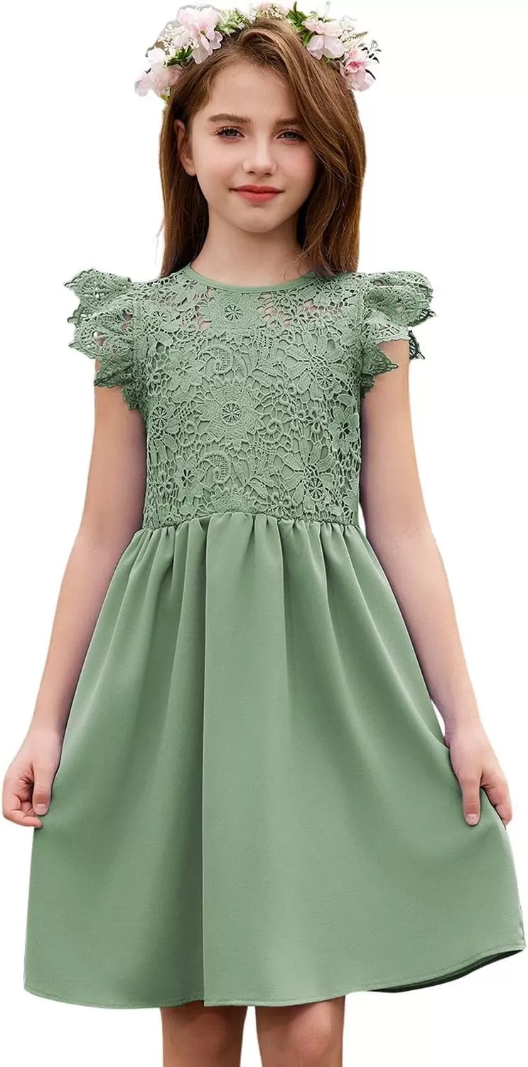 imageblibean Teen Girls Flower Dresses Semi Formal Sleeveless Wedding Dress Size 615 YearsA Green