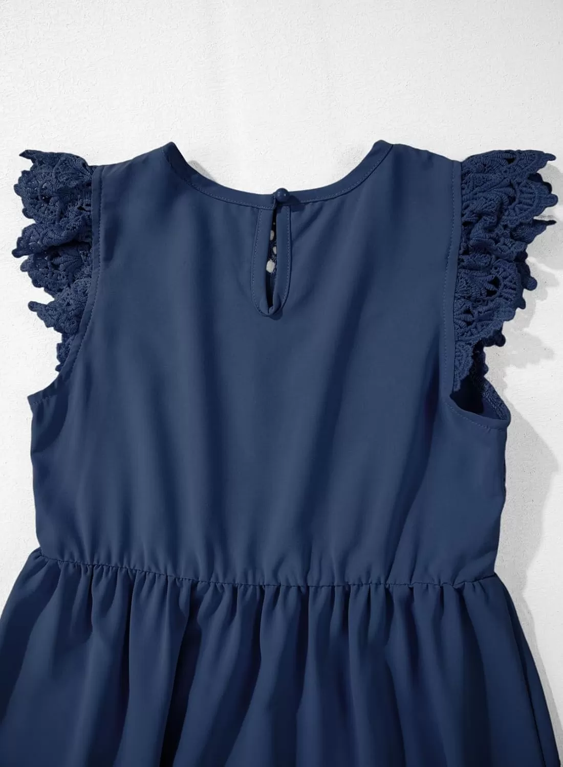 imageblibean Teen Girls Flower Dresses Semi Formal Sleeveless Wedding Dress Size 615 YearsA Navy Blue