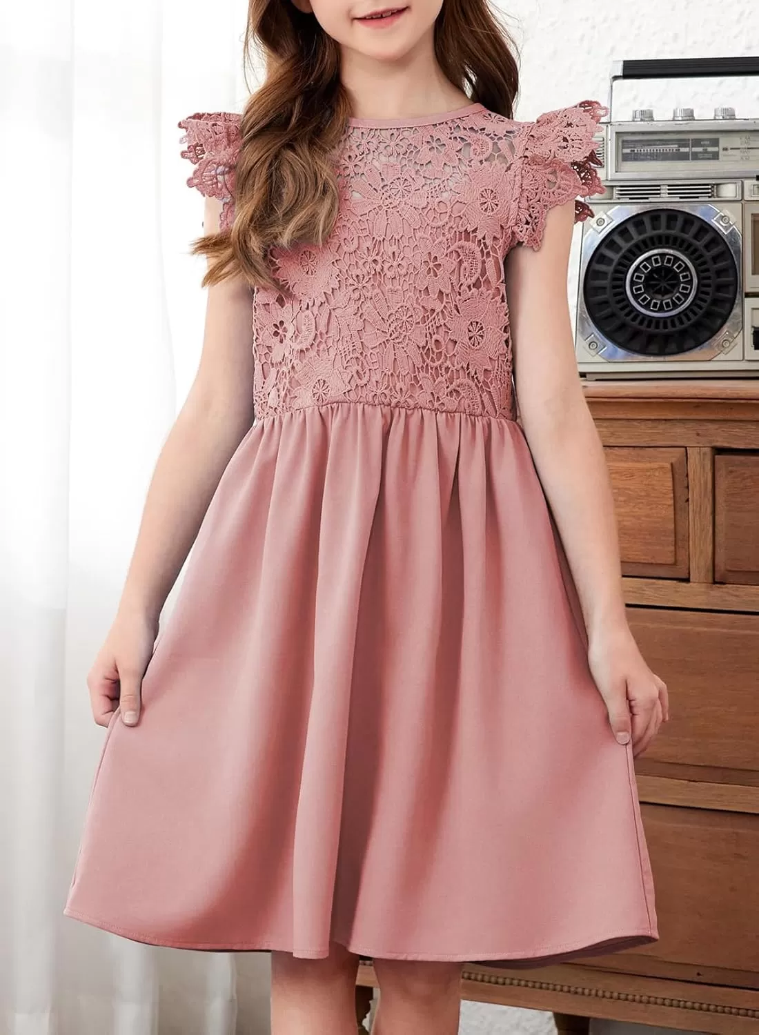 imageblibean Teen Girls Flower Dresses Semi Formal Sleeveless Wedding Dress Size 615 YearsA Pink