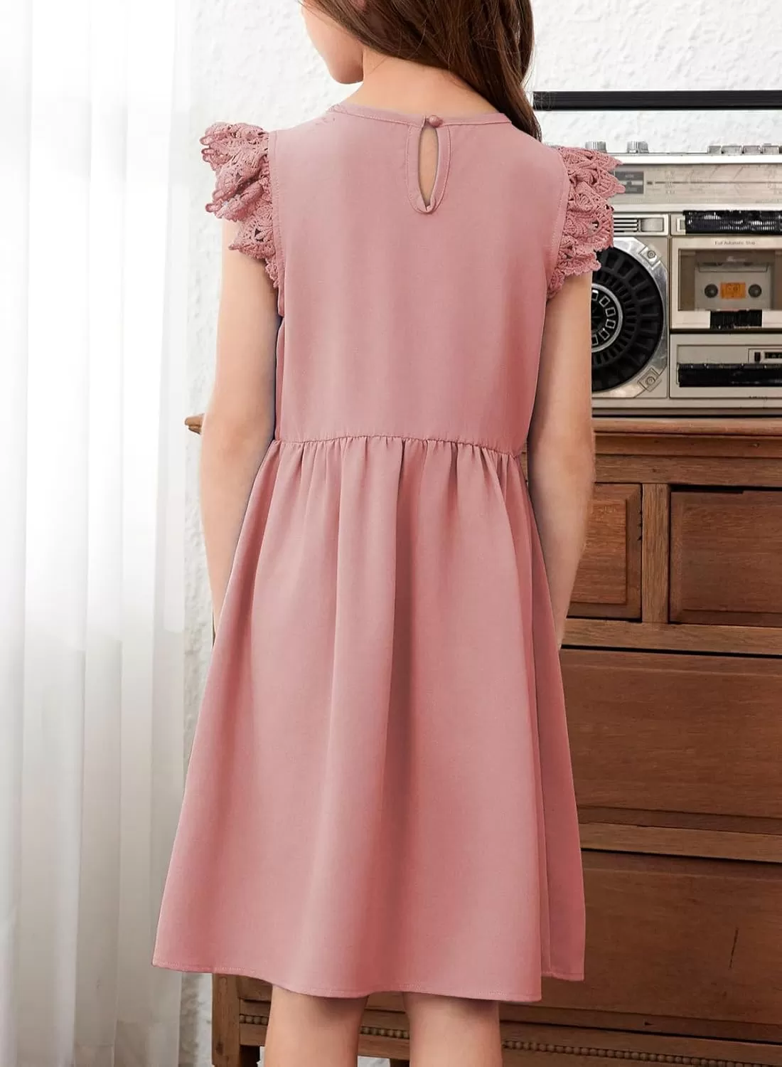 imageblibean Teen Girls Flower Dresses Semi Formal Sleeveless Wedding Dress Size 615 YearsA Pink