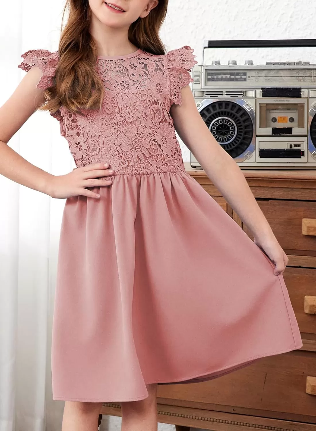 imageblibean Teen Girls Flower Dresses Semi Formal Sleeveless Wedding Dress Size 615 YearsA Pink