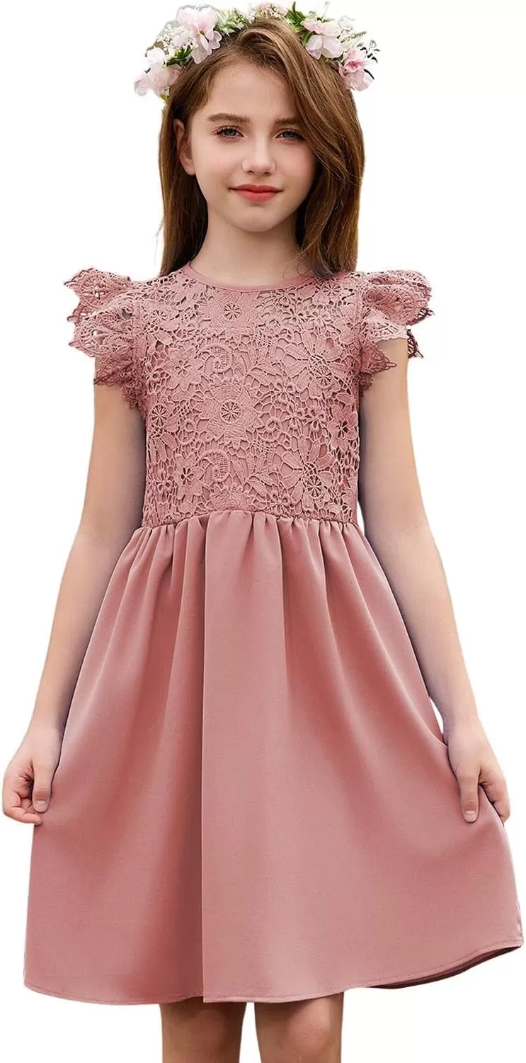 imageblibean Teen Girls Flower Dresses Semi Formal Sleeveless Wedding Dress Size 615 YearsA Pink