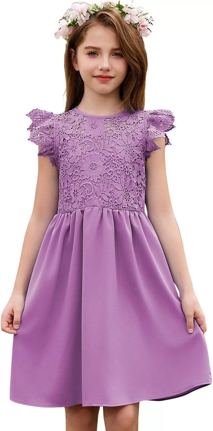 imageblibean Teen Girls Flower Dresses Semi Formal Sleeveless Wedding Dress Size 615 YearsA Purple