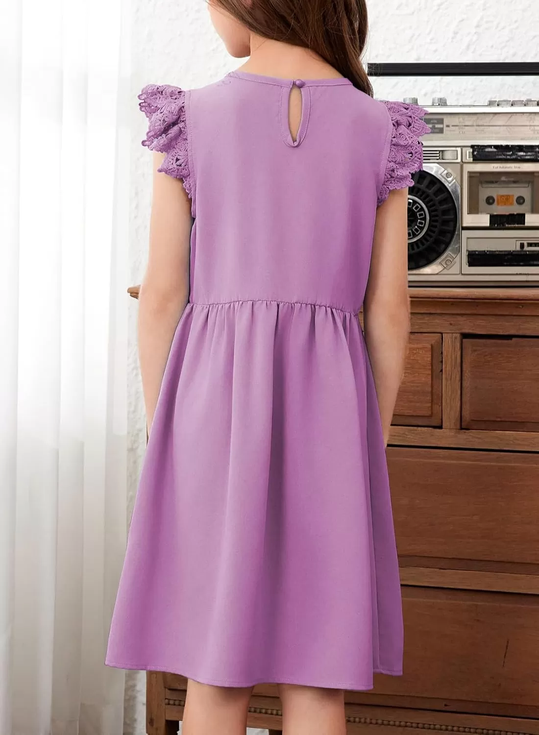 imageblibean Teen Girls Flower Dresses Semi Formal Sleeveless Wedding Dress Size 615 YearsA Purple