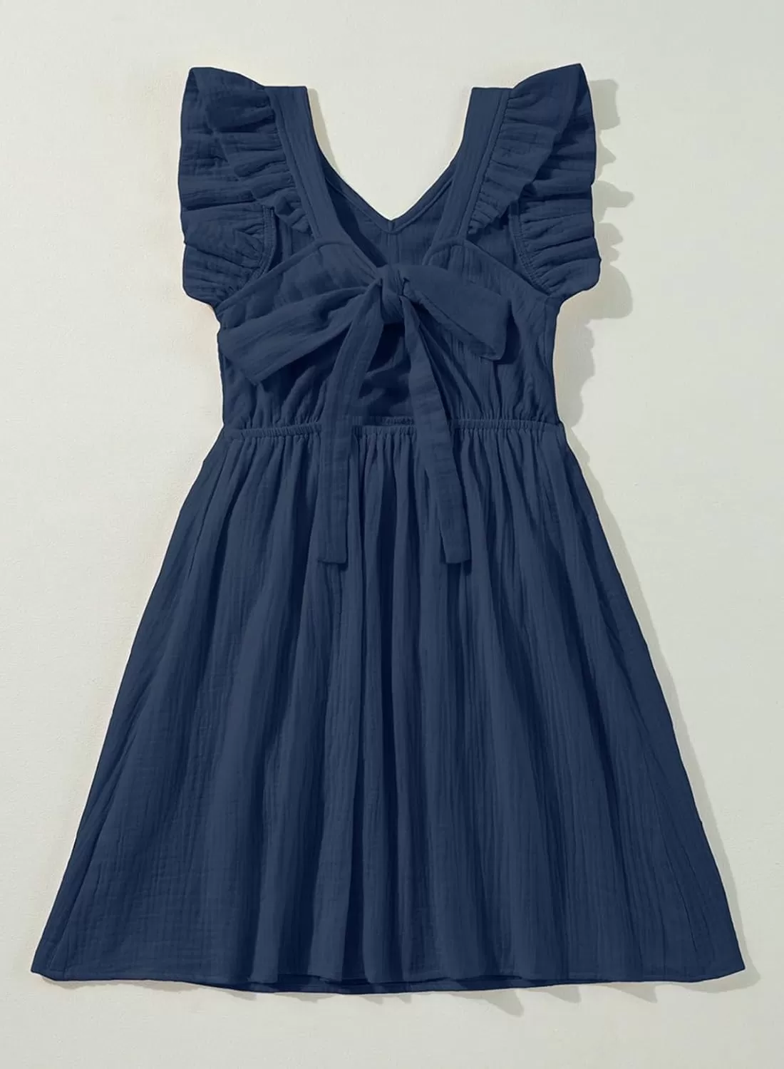 imageblibean Tween Girls 2025 Summer Cotton Dresses Kids Tie Back Sundress Size 615 YearsA Dark Blue