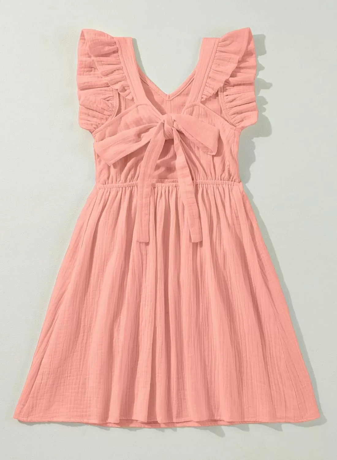 imageblibean Tween Girls 2025 Summer Cotton Dresses Kids Tie Back Sundress Size 615 YearsA Pink
