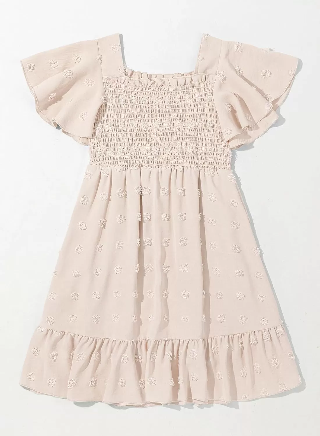 imageblibean Tween Girls 2025 Summer Dresses Kids Chiffon Dress Size 615 YearsA Beige