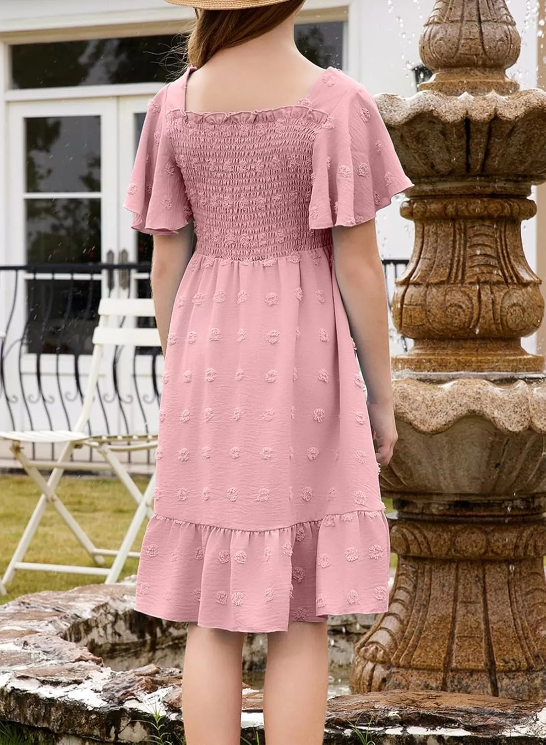 imageblibean Tween Girls 2025 Summer Dresses Kids Chiffon Dress Size 615 YearsA Dusty Pink