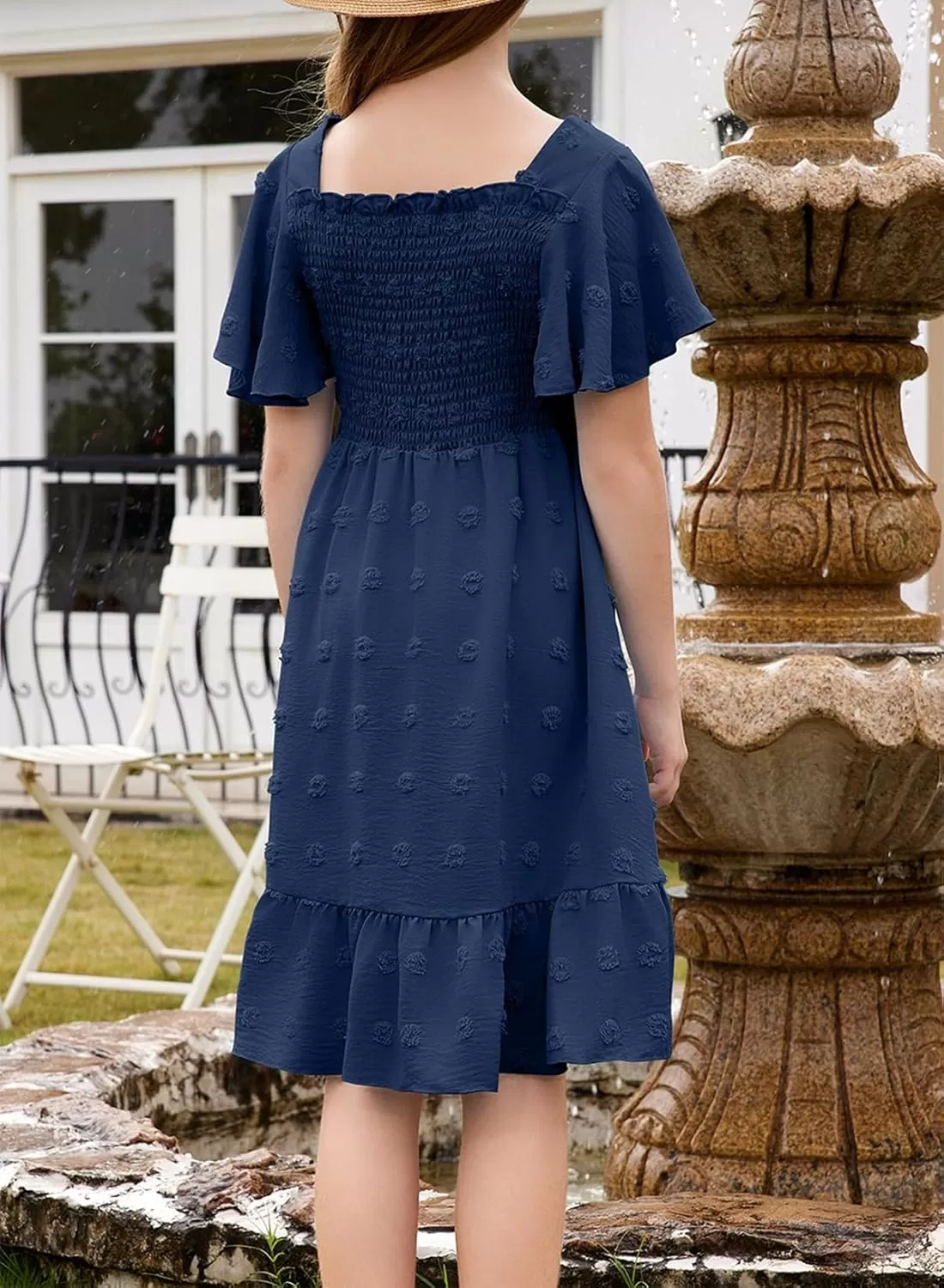 imageblibean Tween Girls 2025 Summer Dresses Kids Chiffon Dress Size 615 YearsA Navy Blue