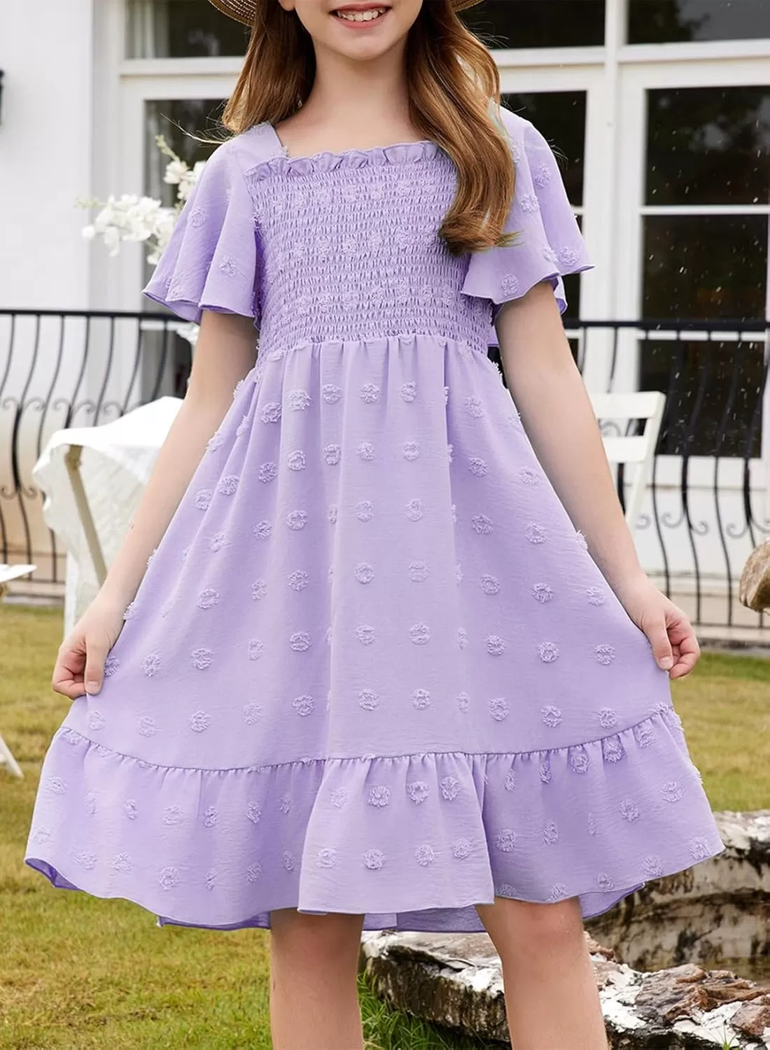 imageblibean Tween Girls 2025 Summer Dresses Kids Chiffon Dress Size 615 YearsA Purple